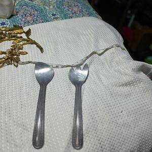 WILTON ARMETALE FLUTES AND PEARLS PEWTER SALAD FORK SPOON SET